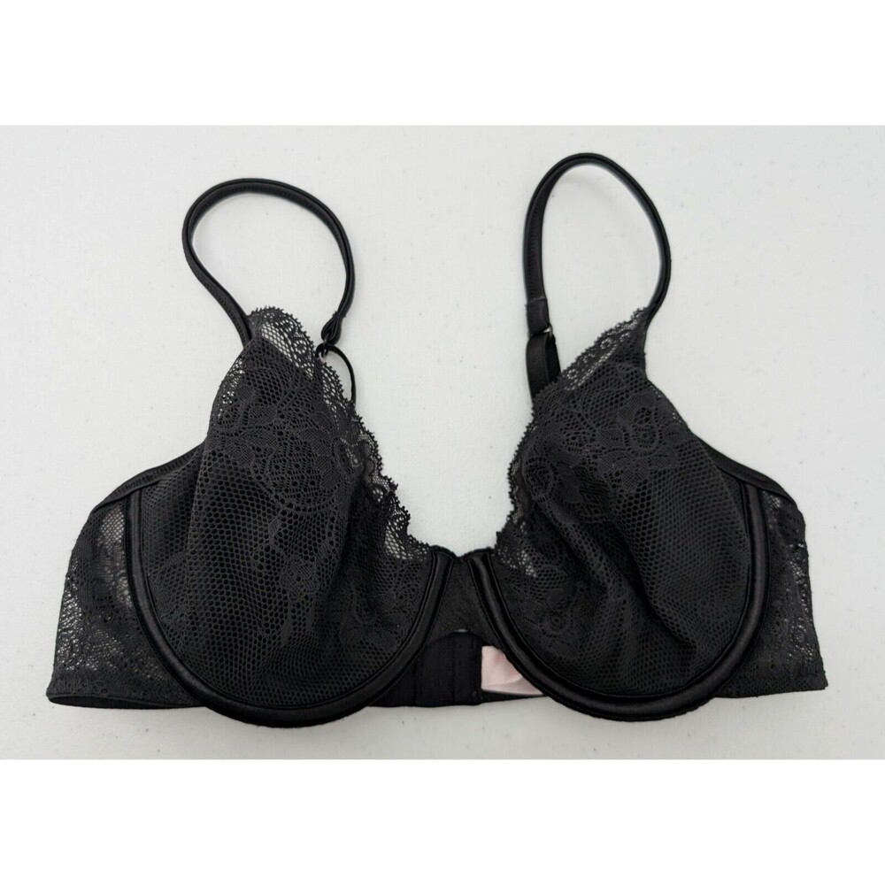 Vintage Victoria's Secret Bra Women's 34C Black Lace Unlined